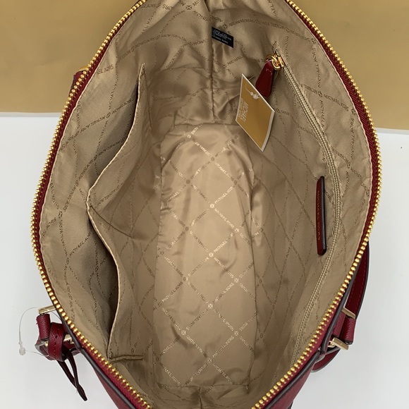 NWT MICHAEL KORS CHARLOTTE LARGE TOP ZIP TOTE DARK CHERRY COLOR - Picture 13 of 16